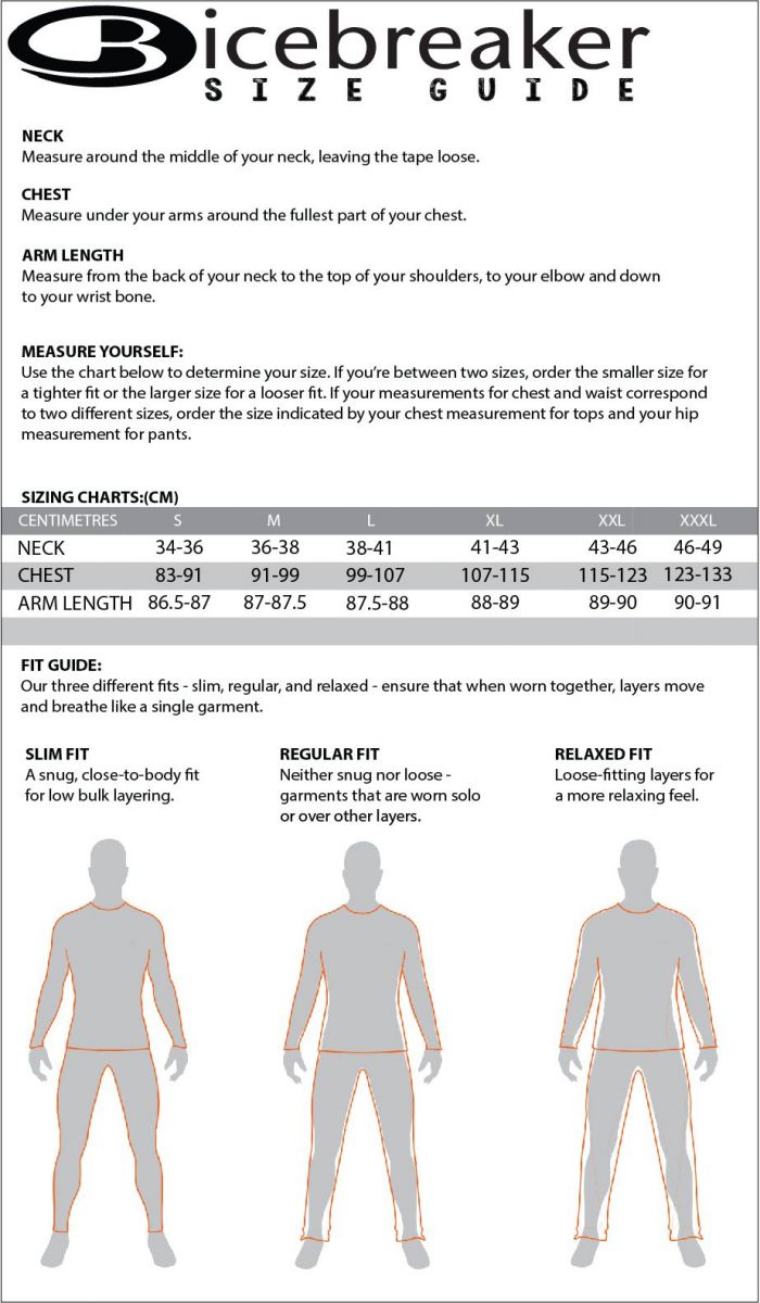 Icebreaker Mens Size Guide